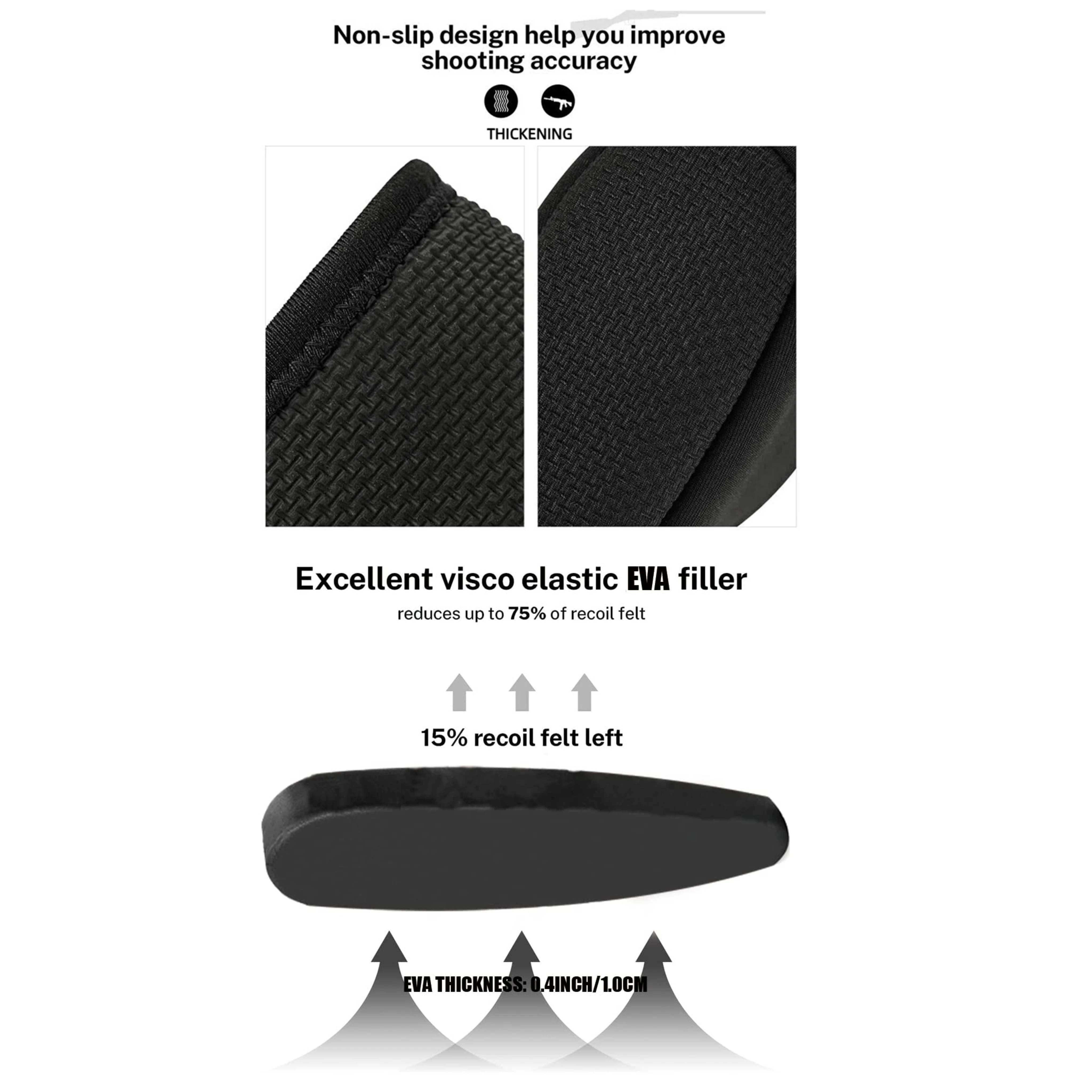 Almohadilla reductora de retroceso para rifle de escopeta, almohadilla de retroceso táctica antideslizante - EVA - imagen 4
