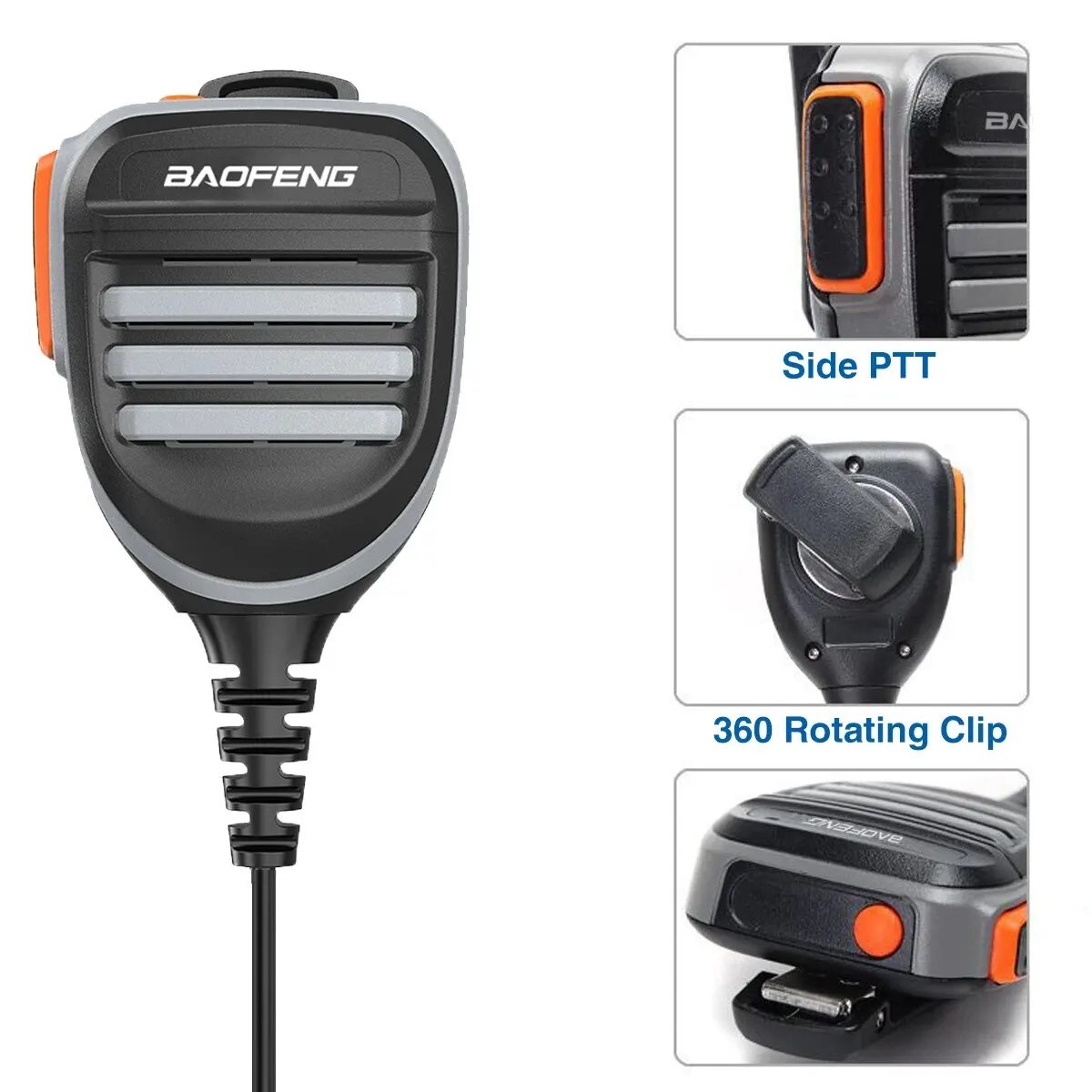 Baofeng, altavoz impermeable, micrófono, micrófono de hombro para BaoFeng UV XR UV 9R Pro Plus GT 3WP, walkie talkie impermeable - imagen 3
