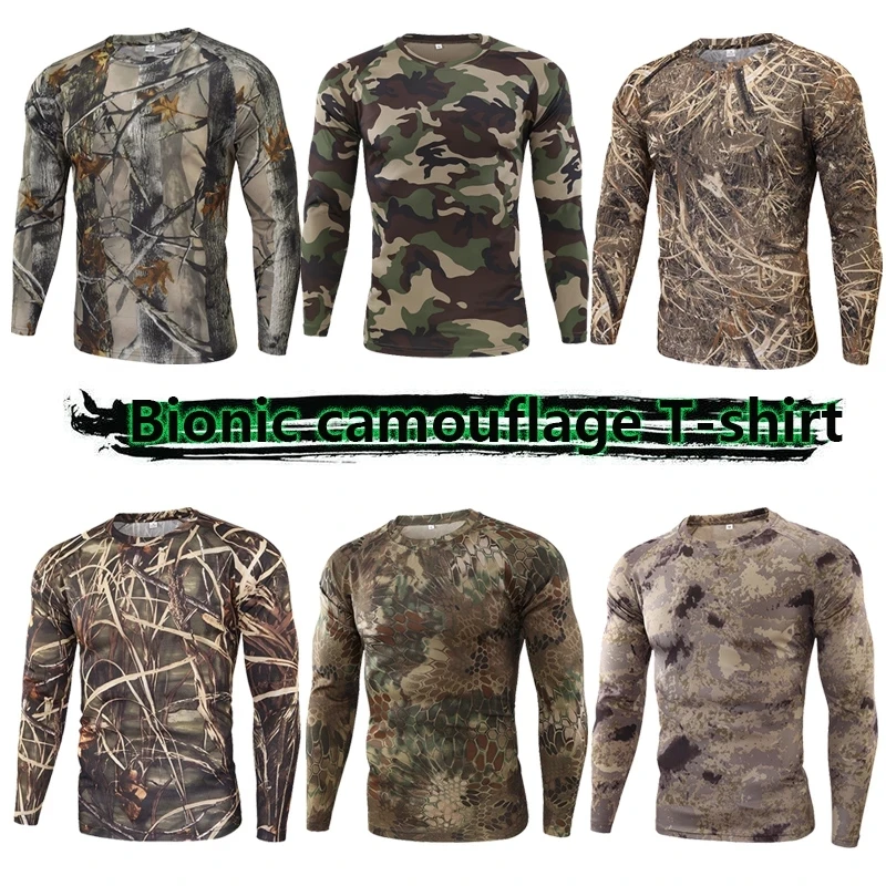 Camiseta táctica de camuflaje para hombre, Camisa Masculina de manga larga de secado rápido, para caza al aire libre, senderismo, ciclismo, entrenamiento militar - imagen 3