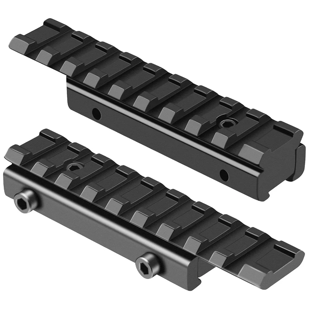 Adaptador de cola de milano a riel Picatinny, cola de milano de 11mm a 21mm, montaje de conversión de riel Picatinny, montaje elevador de alcance de perfil bajo, 1/2 Uds.