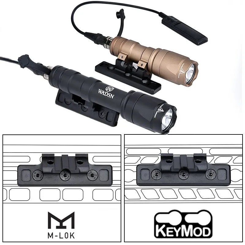 WADSN-Riel lateral de luz Scout, montaje de riel de linterna M600, M300, M300A, foco de caza Airsoft para exteriores, Base de compensación, compatible con Mlok Keymod - imagen 4