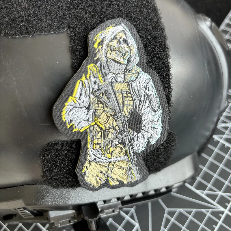 Parche de moral de la muerte, parches bordados con gancho y bucle de guerrero Reaper para ropa, insignia táctica, brazalete militar, pegatina para mochila - imagen 5