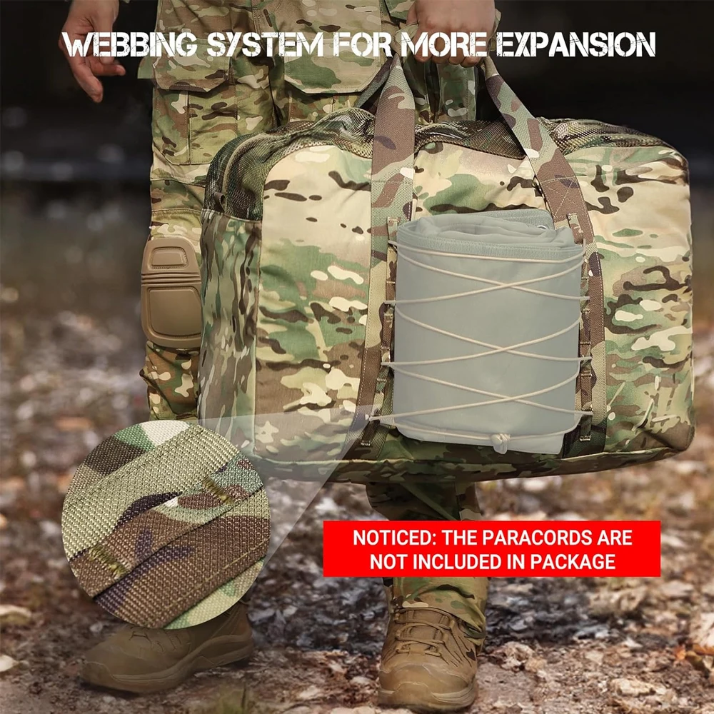 Bolsa de lona militar Extra grande de 52L, bolsa táctica del ejército para acampar, senderismo, tiro, viajes, camuflaje de supervivencia sigilosa, paquete al aire libre - imagen 5