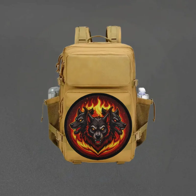 Parche táctico Flame Hell Dog – Insignia moral con velcro