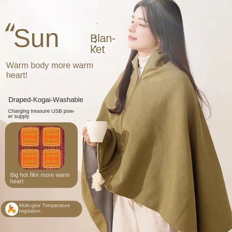 Manta portátil con calefacción Usb, Banco de energía vinculado, sofá para el hogar, Camping, oficina, mantas de viaje, primavera, Otoño e Invierno, con aire acondicionado - imagen 5