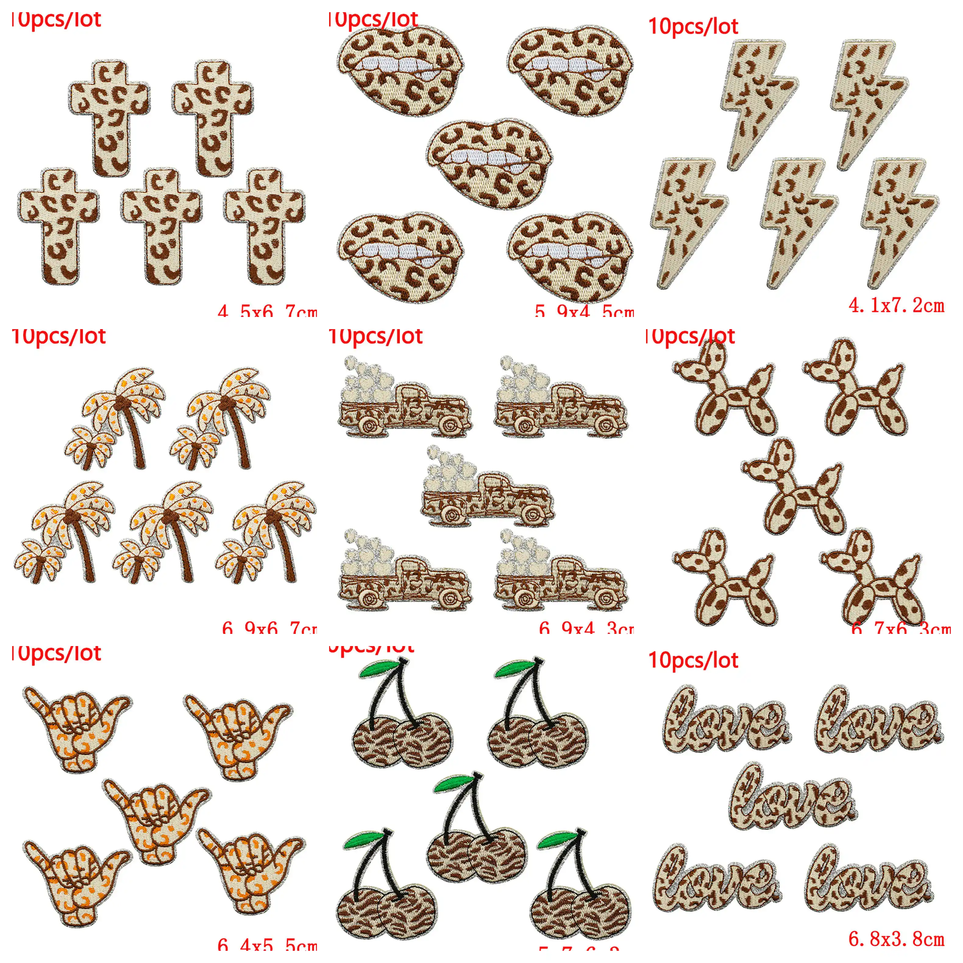 10 unids/lote parche con estampado de leopardo parches bordados para planchar para ropa parches termoadhesivos mochila sombrero aplique Fusible Decoración