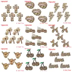 10 unids/lote parche con estampado de leopardo parches bordados para planchar para ropa parches termoadhesivos mochila sombrero aplique Fusible Decoración