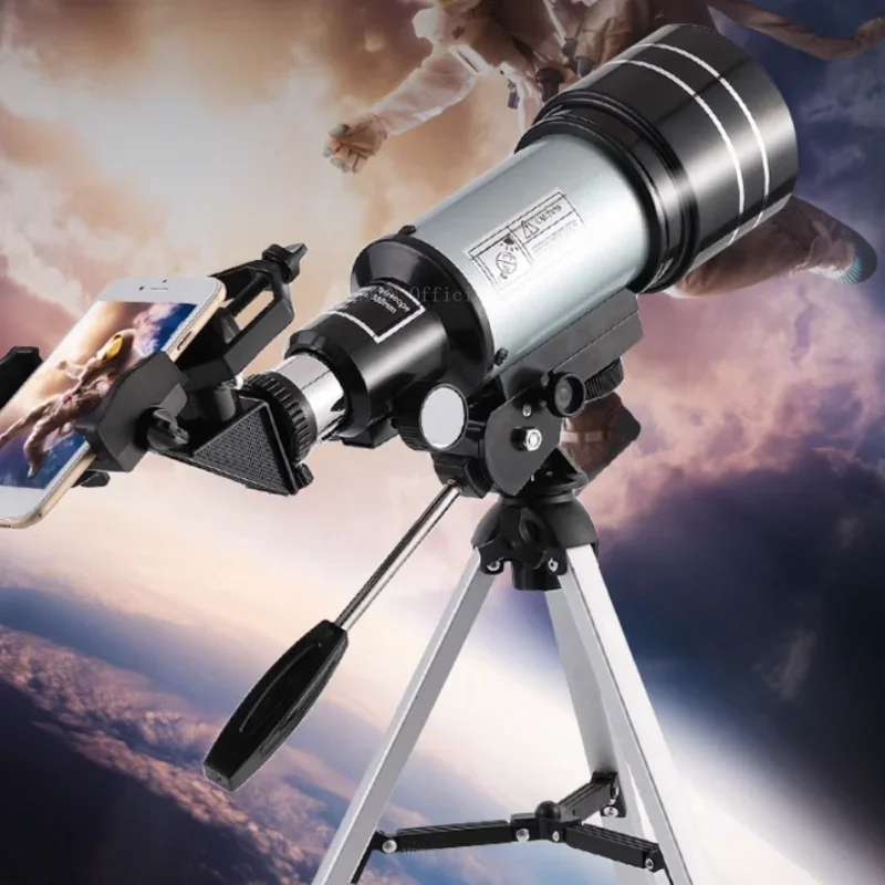 Telescopio astronómico 150X, telescopio de viaje portátil refractor de apertura de 70mm con adaptador de teléfono caza de luna para observación de estrellas - imagen 2
