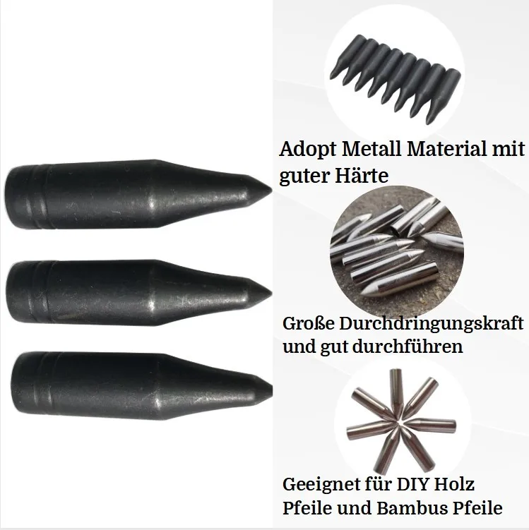 30X 8mm Bogenschießen Jagd Pfeil Tipps Jagdspitzen Pfeilspitze Bullet Edelstahl Pfeil Tipps Jagdspitzen Pfeilspitze Bullet - imagen 2