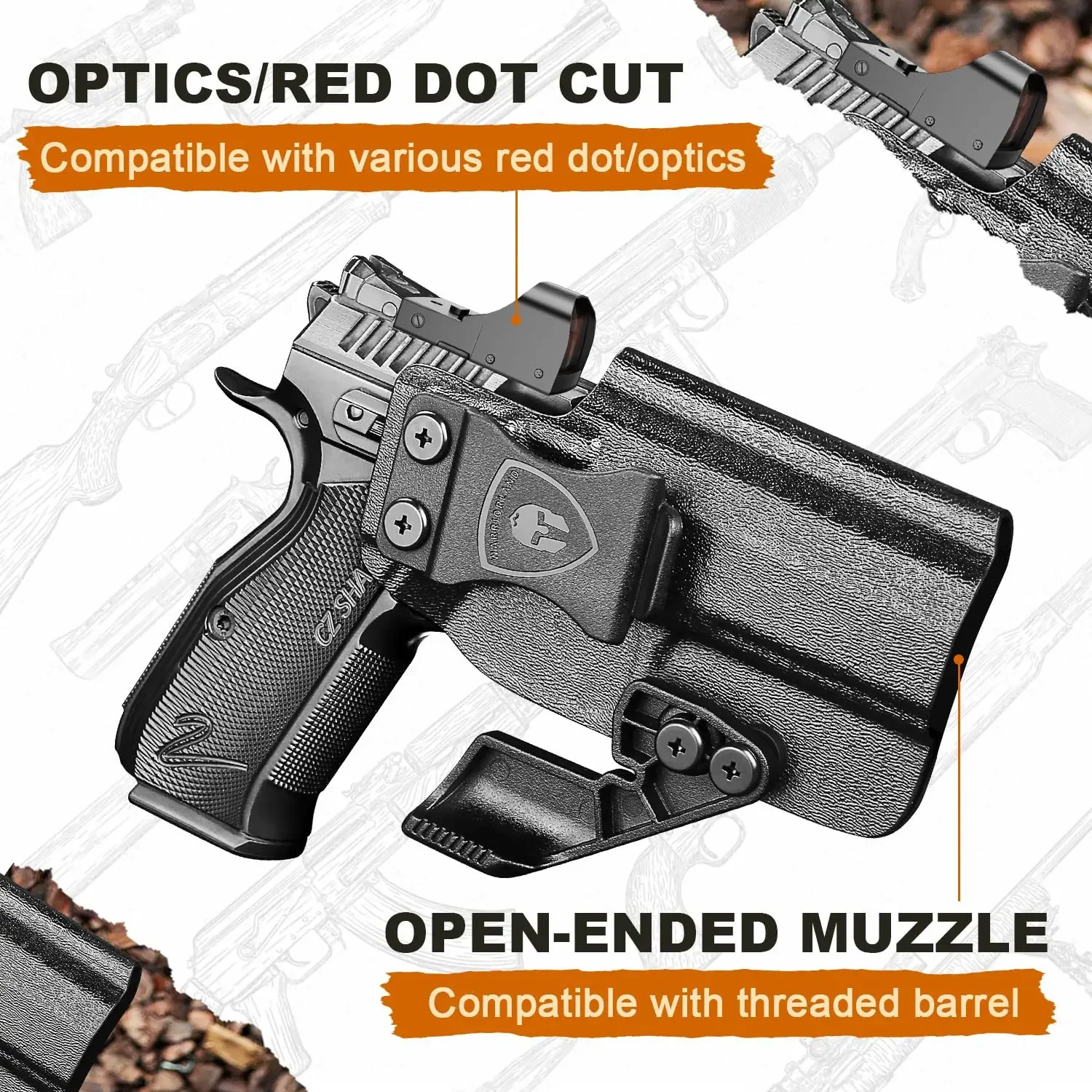 ל-CZ Shadow 2 Compact / CZ Shadow 2, IWB Kydex תיק ימין, ציפורן, נשיאה מוסתרת בתוך המותן, נוף להרכבה, צליל נעילה