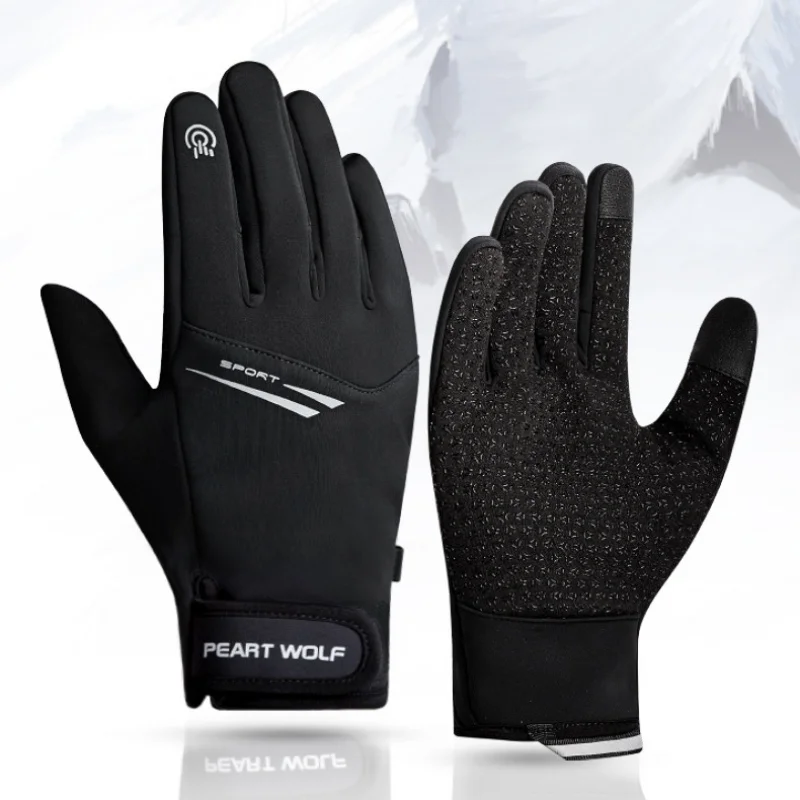 Guantes antideslizantes cálidos para ciclismo para hombre y mujer, guantes térmicos con pantalla táctil a prueba de viento para bicicleta, esquí, pesca y motocicleta, invierno