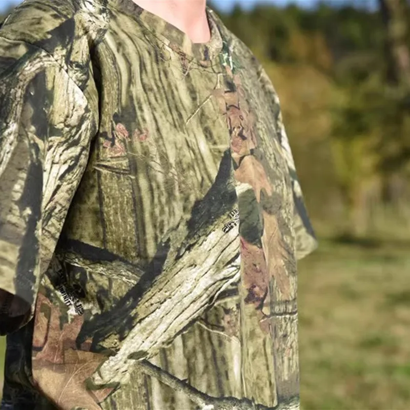 Camisa de camuflaje de jungla de manga corta para hombre, ropa de caza, camisa de pesca cómoda de algodón, traje de fotografía de jungla de verano al aire libre - imagen 4