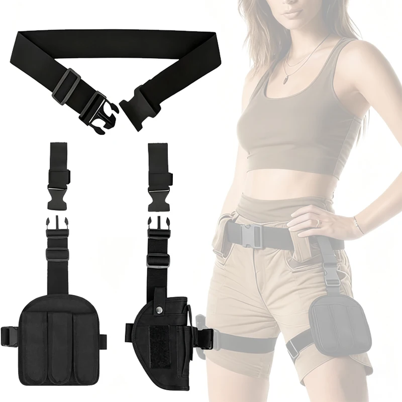 Funda para pierna de caída rápida, funda para pistola para muslo y mano derecha, funda Universal para pistola Airsoft para caza, funda para pistola táctica de nailon combinada