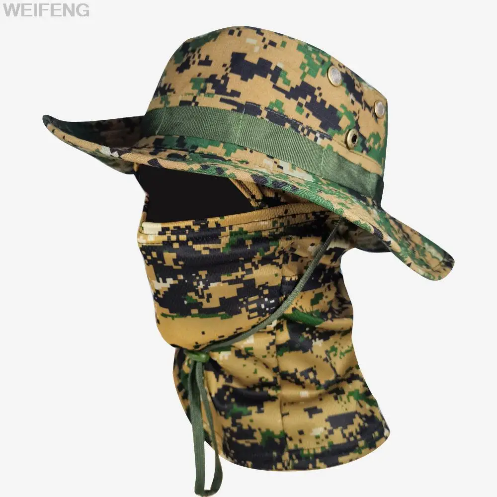 Gorra de camuflaje táctico, sombrero militar, máscara de media cara, gorra del ejército, deportes al aire libre, sol, cubo Boonie, pesca, senderismo, caza, escalada - imagen 2