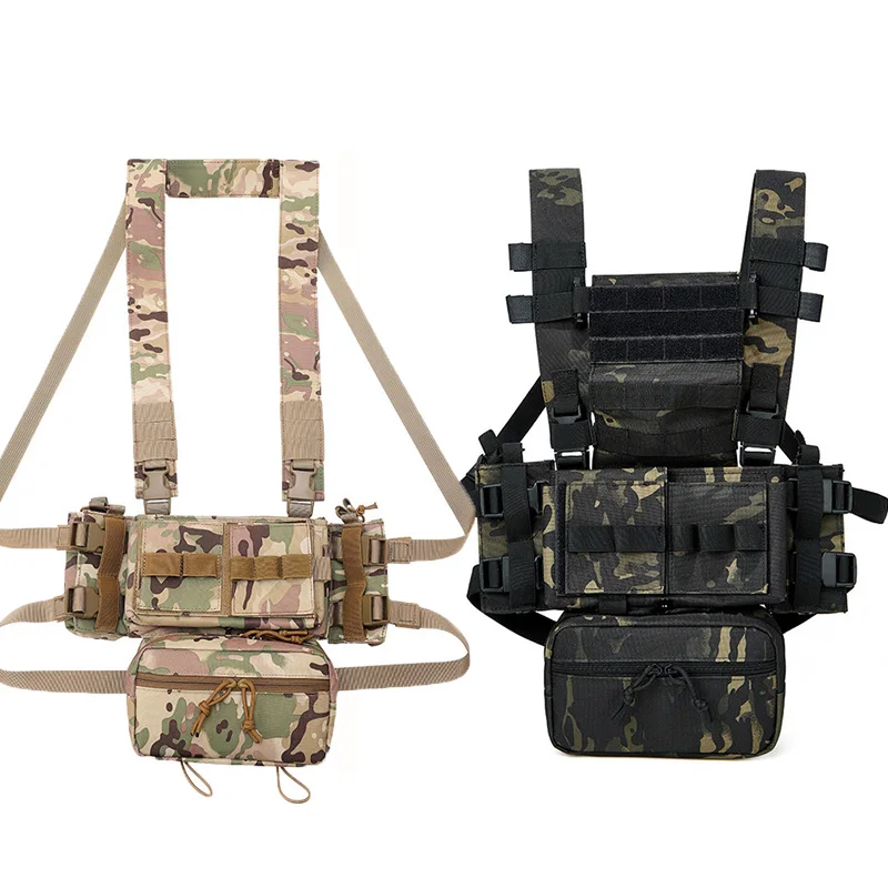 Multicam táctico MK3 aparejo de pecho Micro chasis bolsa H arnés M4 AK revista insertar Airsoft Paintball caza chaleco Nylon - imagen 3