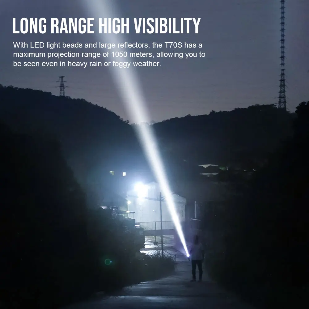 Trustfire-linterna LED recargable T70S para caza, lámpara táctica de 2350lm, tipo C, Ultra potente, 18650 - imagen 2