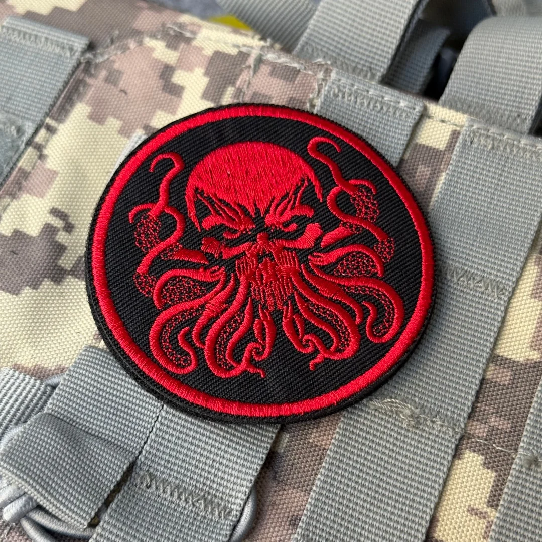 Parche malvado de pulpo Chevron, insignia de moral táctica, parches bordados con gancho para ropa, mochila del ejército militar, pegatina personalizada - imagen 5
