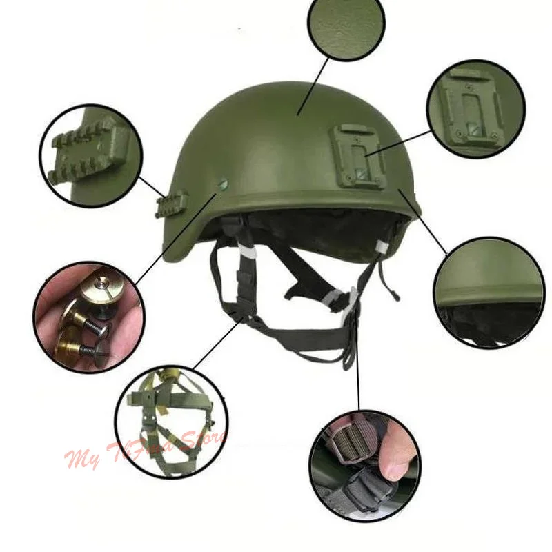 Casco táctico ruso 6b47, cascos de entrenamiento para hombre pequeño verde, casco antidisturbios para caza, Takov, mismo estilo, 9mm de espesor - imagen 4