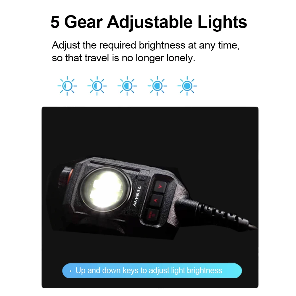 ANYSECU SenHaix micrófono de hombro tipo C o conector de cabeza K con luz estroboscópica para Radio bidireccional TYT Anysecu Baofeng GT-12 W8 - imagen 5