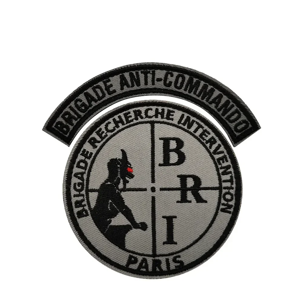 Parches de gancho y bucle bordados del equipo anti asalto BRI francés, insignia de moral de ventilador militar, pegatina para brazalete, parche táctico para mochila - imagen 2