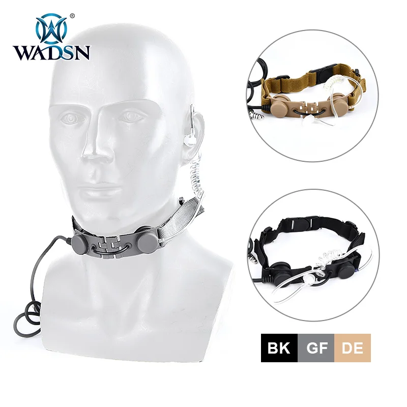 Wadsn-auriculares con micrófono de garganta Para Kenwood Bao Feng, auriculares con tubo de aire, micrófono laríngeo para cuello, auriculares + U94 PTT Para Kenwood Bao Feng UV-5R UV-5X UV-82 - imagen 3