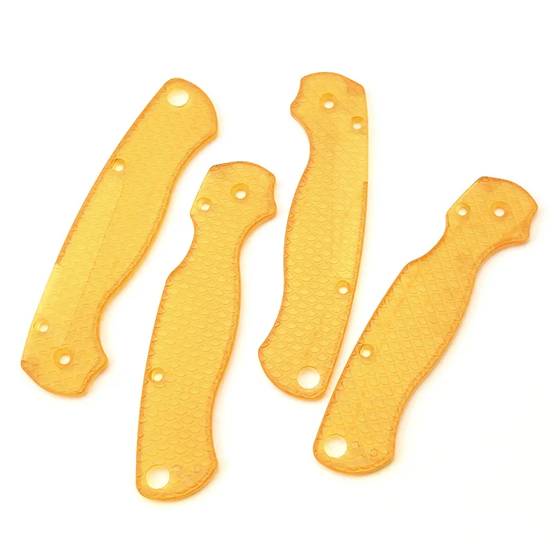 Escamas de mango de cuchillo plegables con patrón de pescado PEI transparente para cuchillos Spyderco genuino C81, periquito 2, piezas de bricolaje, 1 par - imagen 4