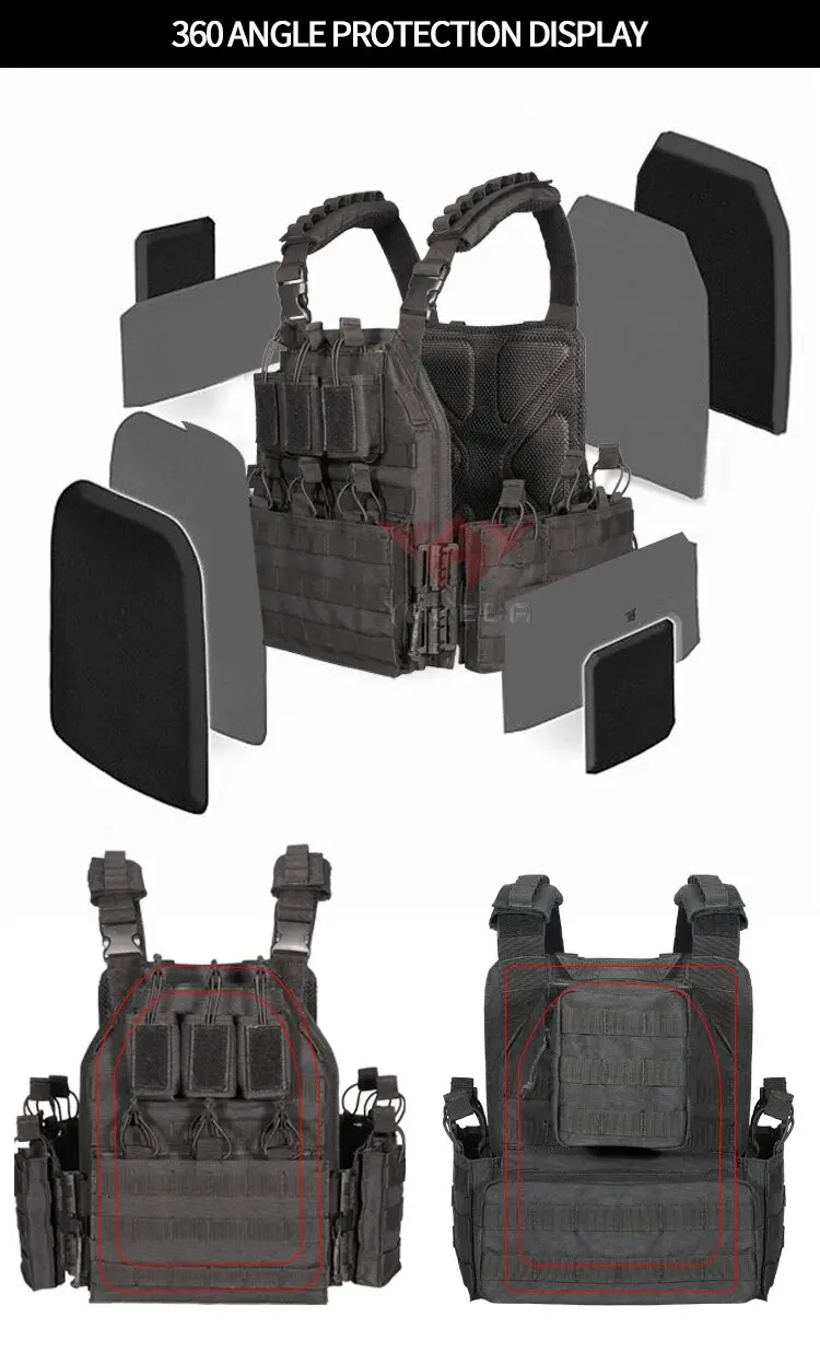 YAKEDA-chaleco táctico de liberación rápida, equipo de juego CS, militar, policía, caza al aire libre, campo de batalla, negro, cámara múltiple - imagen 5