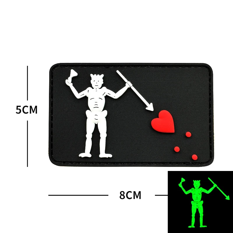 Parches de corazón rojo pirata Trident, gancho luminoso, insignias de PVC, parche táctico reflectante para bolsa de ropa, accesorios de bricolaje - imagen 4