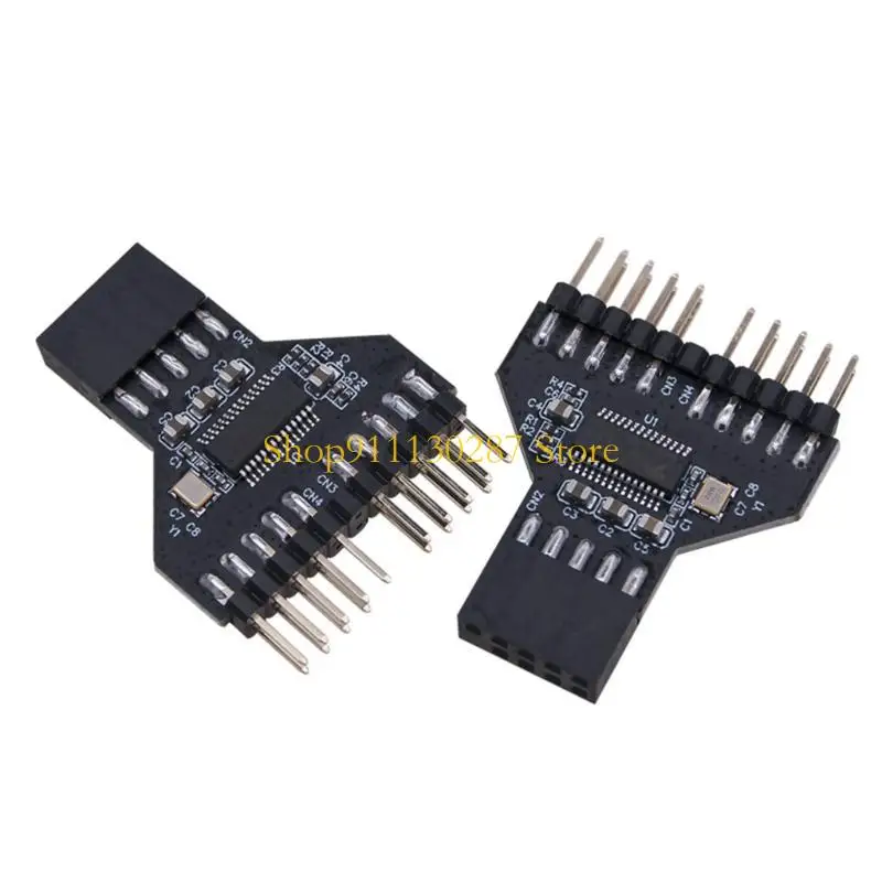 Adaptador extensión divisor J1HC USB 2.0 9 pines para ventilador lámpara RGB Conecte hasta 2 dispositivos a vez - imagen 2