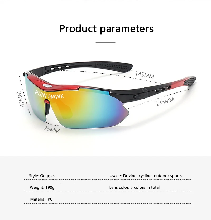 Gafas de ciclismo para hombre, gafas de sol UV400 a prueba de viento, gafas de protección para mujer, gafas deportivas para correr - imagen 2