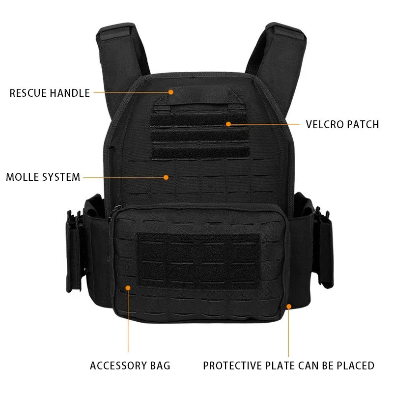 Chaleco táctico 6094 con bolsa Triple para revistas, tela de nailon 1000D, liberación rápida, 6094K, caza, accesorios de combate Airsoft - imagen 3