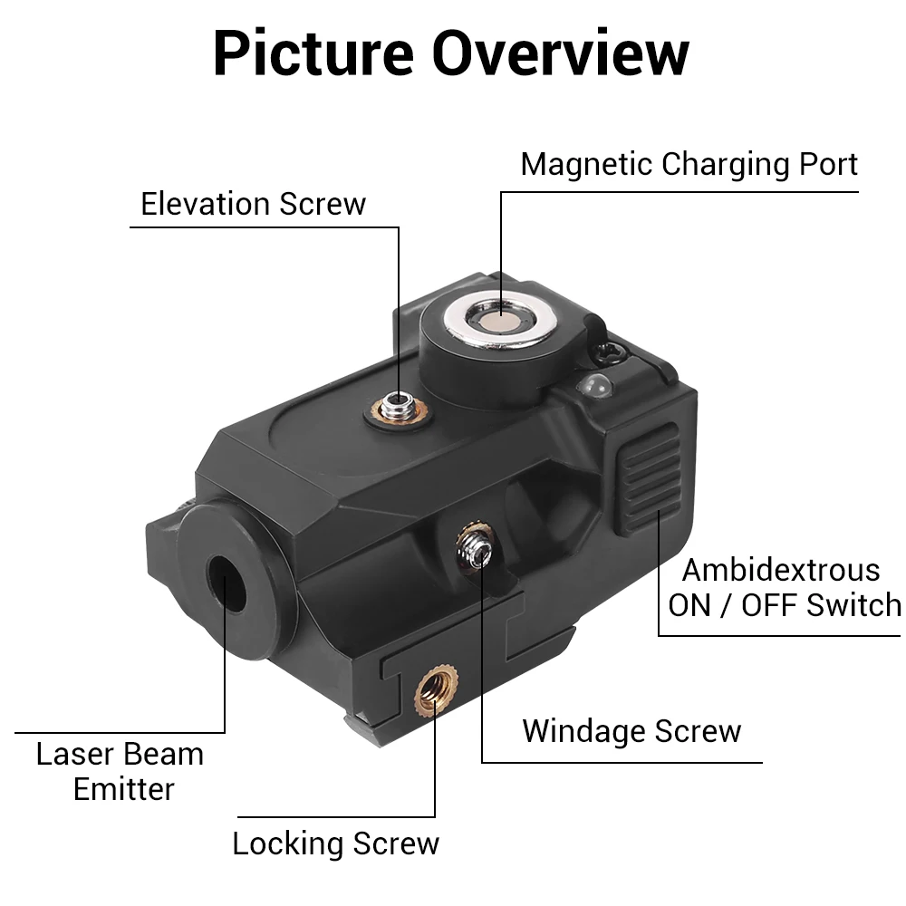 Mini mira láser compacta para pistola, mira para Rifle Airsoft, riel de 20mm, puntero láser de punto rojo/verde, accesorios de caza y tiro - imagen 4