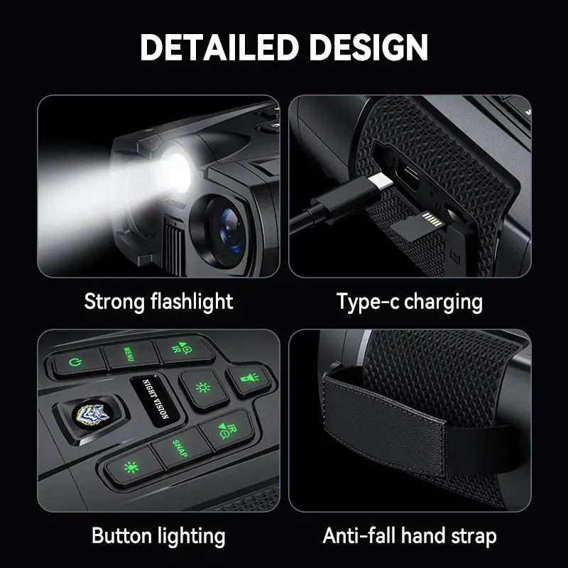 Binoculares de visión nocturna recargables, Zoom Digital 10X con luz táctica, visión nocturna infrarroja de 7 niveles, pantalla HD 4K para caza - imagen 5