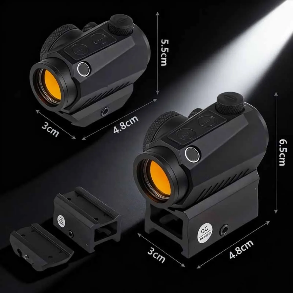 R5 1x20mm 2 MOA Red Dot Sight Reflex Riflescope alcance de caza con montaje Riser 20mm Rail co-Witness holográfico AR15 - imagen 5