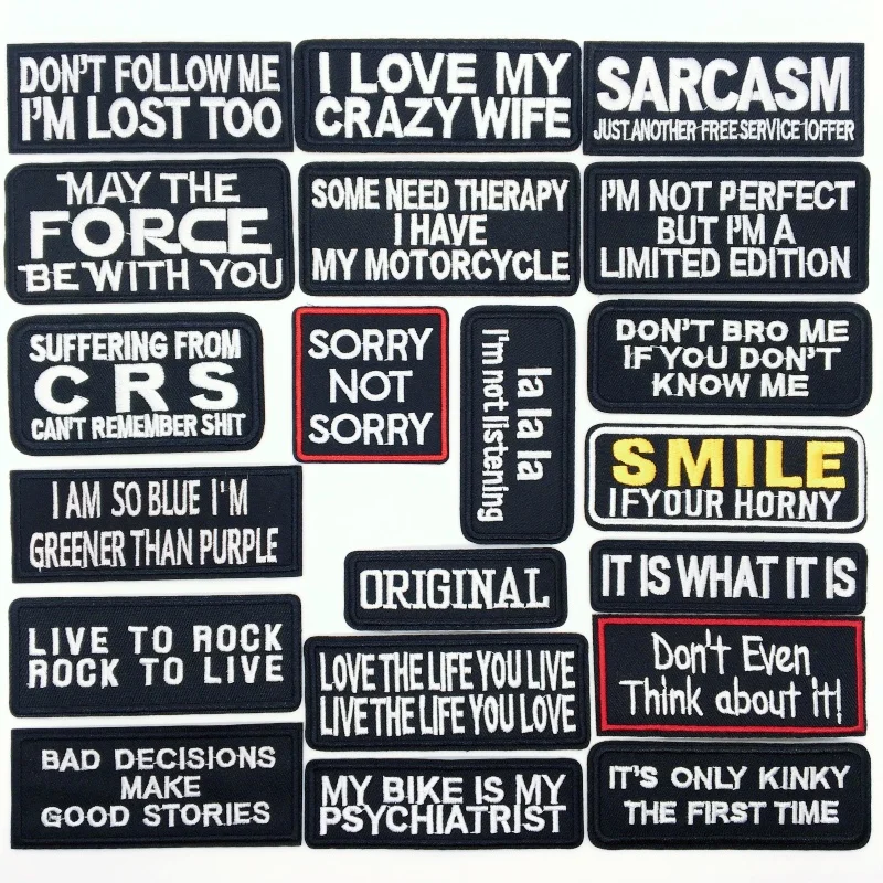 Parches bordados de texto para ropa, pegatinas para planchar, apliques para ropa, chaqueta, Jeans, conjunto de rayas, 20 unidades por lote - imagen 2