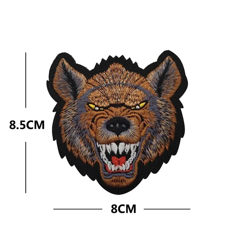 Parches bordados en 3D, cabeza de Animal, retrato de oso, gancho y lazo, brazalete de Lobo, tiburón, Hiena, cabeza de tigre para mochila, insignia de moral - imagen 3