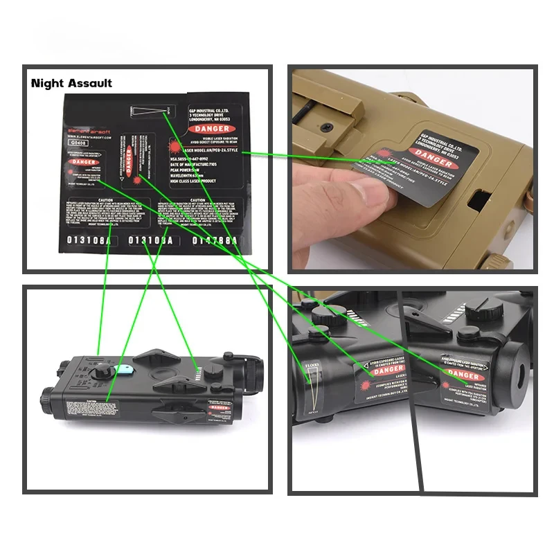 PEQ-2 táctico de punto rojo láser Wadsn nailon un PEQ2 Peq Indicador de vista al aire libre Airsoft caza Scout luz CS juegos Fit 20MM Rail - imagen 3