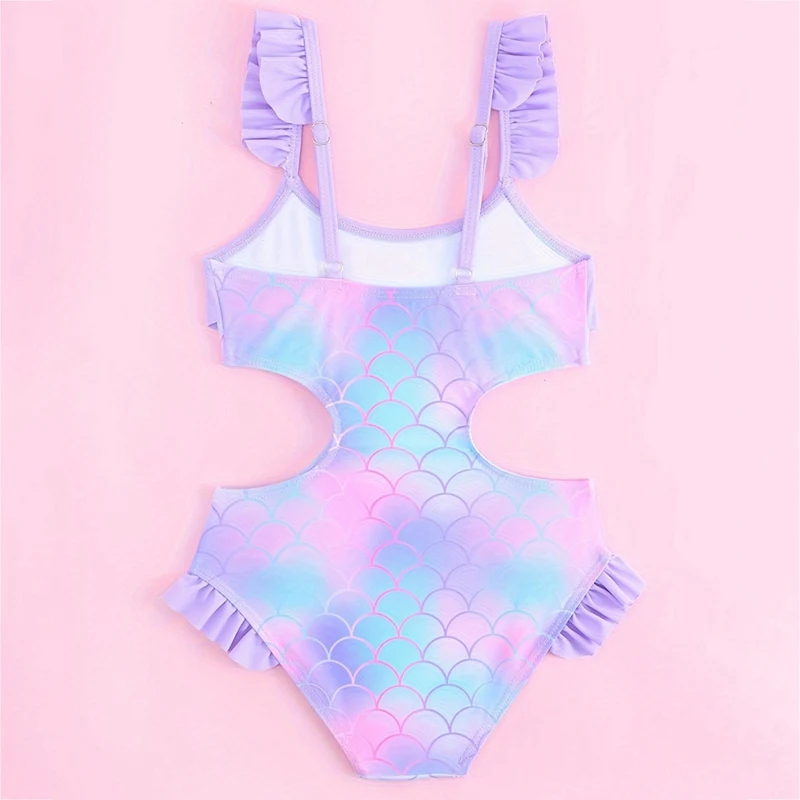 Traje de baño con ribete de volantes para niñas pequeñas Top de bikini sin aros con acolchado extraíble - imagen 5