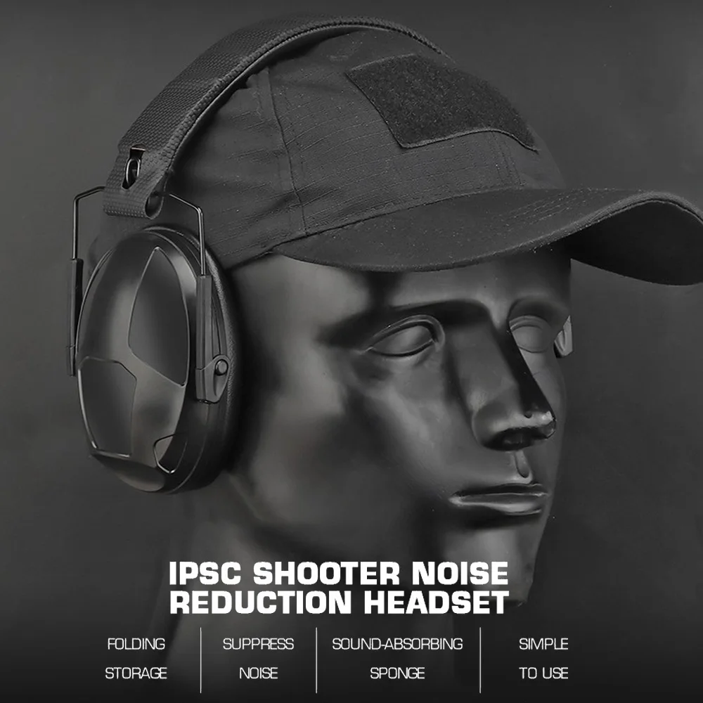 Auriculares tácticos IPSC con cancelación de ruido, protección auditiva, Protector de oído plegable - imagen 3