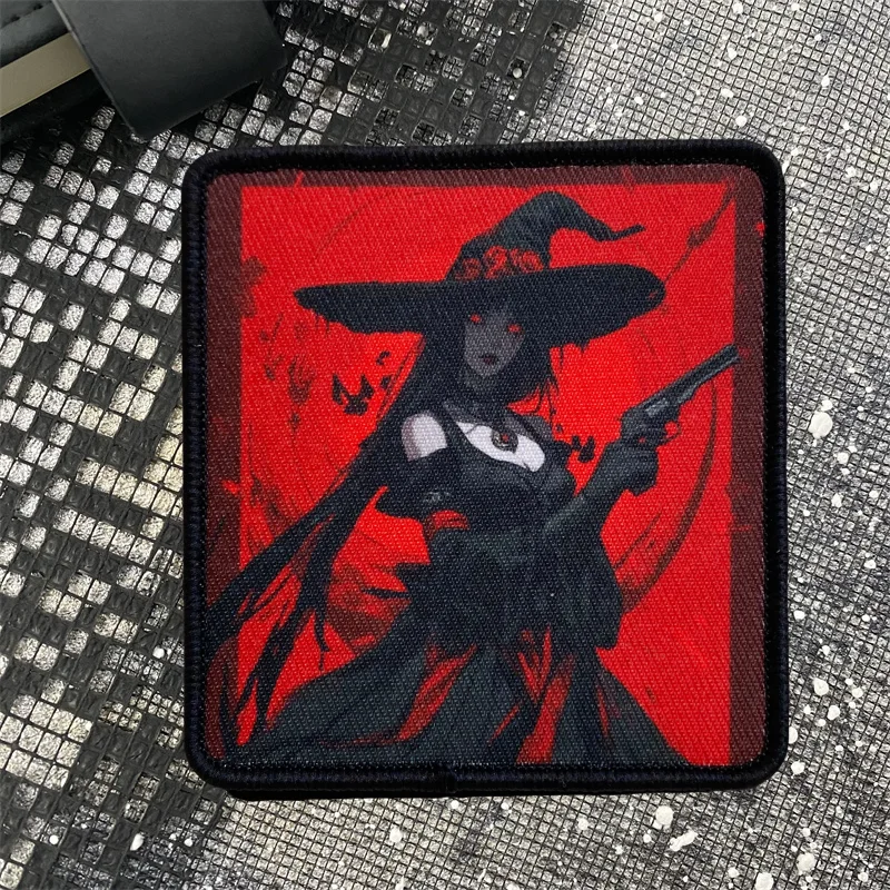 Insignia de moral de bruja táctica, brazalete negro y rojo, parches de tela del ejército militar, gancho y bucle, mochila, sombrero, accesorios, pegatinas - imagen 5