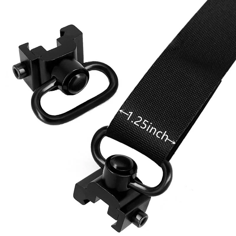 Cabestrillo giratorio QD de Metal con rotación de 360 °, montaje con correa para el hombro, botón pulsador de 1,25 pulgadas, Base de 20mm para caza al aire libre - imagen 5