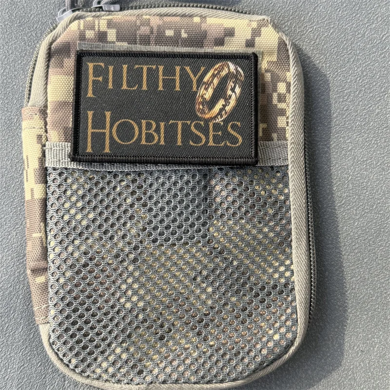 Parche táctico "FILTHY HOBITSES", insignia con estampado de moral militar, gancho y bucle, mochila, accesorio de decoración de ropa, pegatina, brazalete