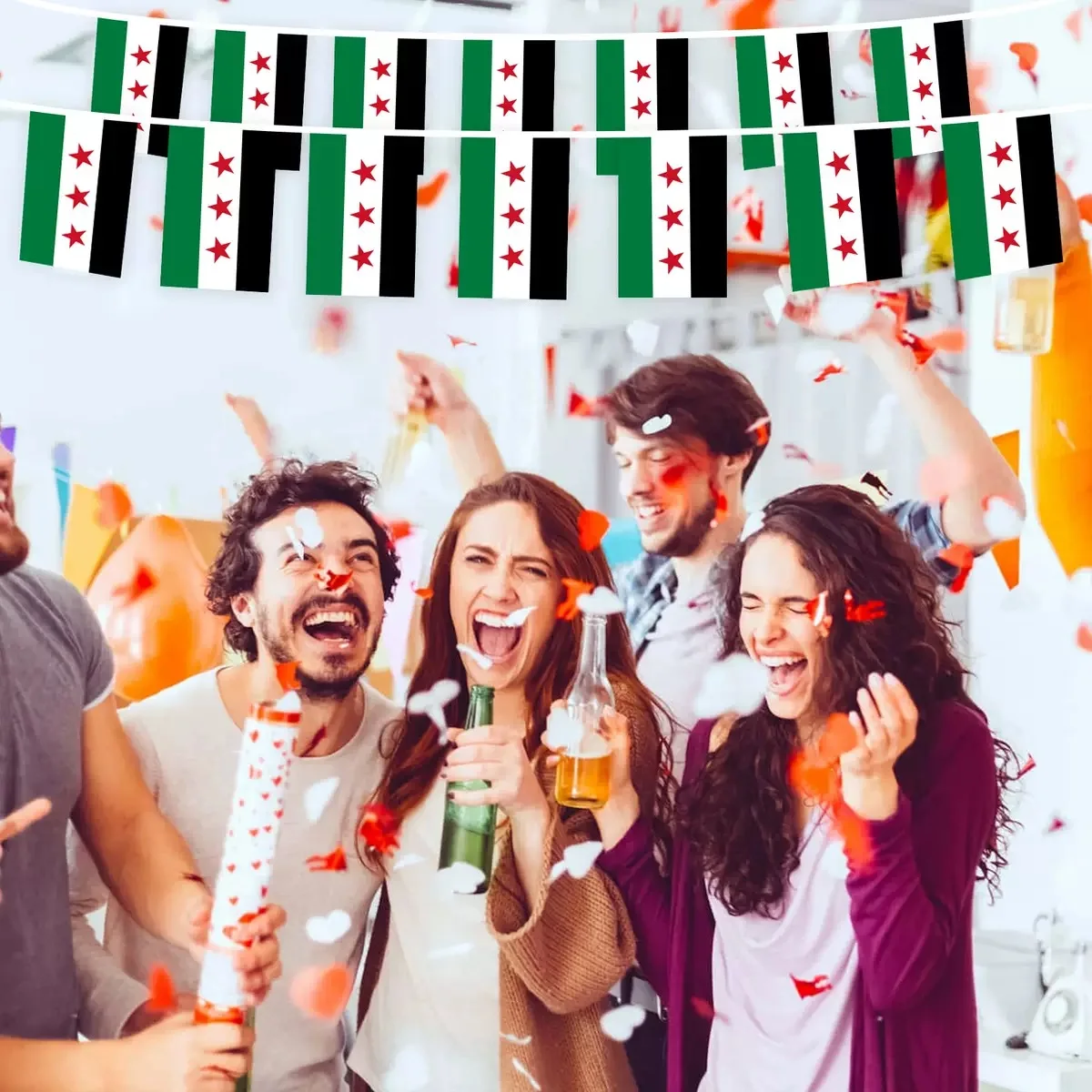 14*21 cm 20 piezas bandera de Siria cadena de personaje sirio cartel de tres estrellas de la República Árabe Siria - imagen 3