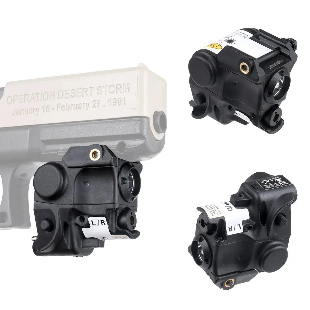 Arma compacta táctica, luz de pistola, linterna combinada, mira láser roja y verde, riel Picatinny, Mini linterna FitGlock 17 19 - imagen 3