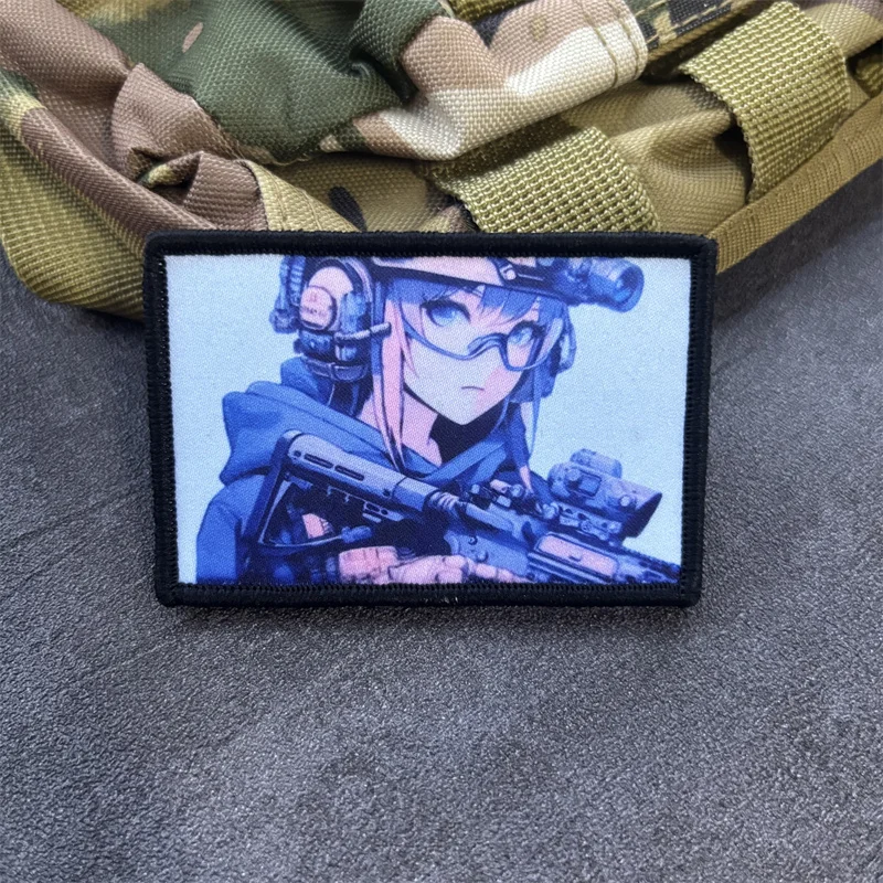 Parche estampado táctico militar para chica, insignias de moral para ropa, parches con gancho, pegatinas para mochila - imagen 4