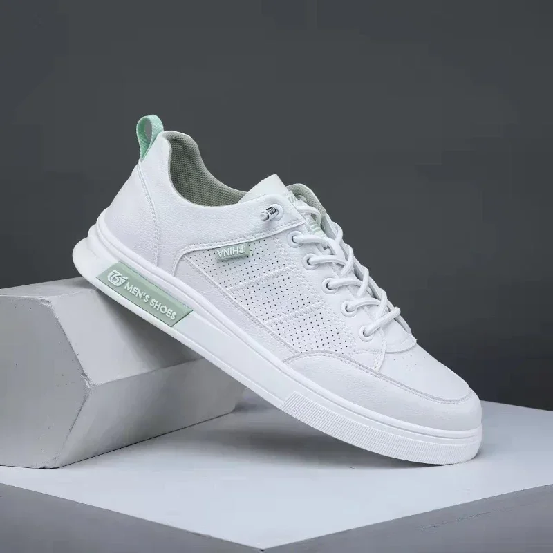 2025 cuatro estaciones la nueva moda zapatos de suela gruesa para hombres zapatos blancos transpirables zapatillas de deporte de ocio hombres mocasines planos versátiles para hombres - imagen 4