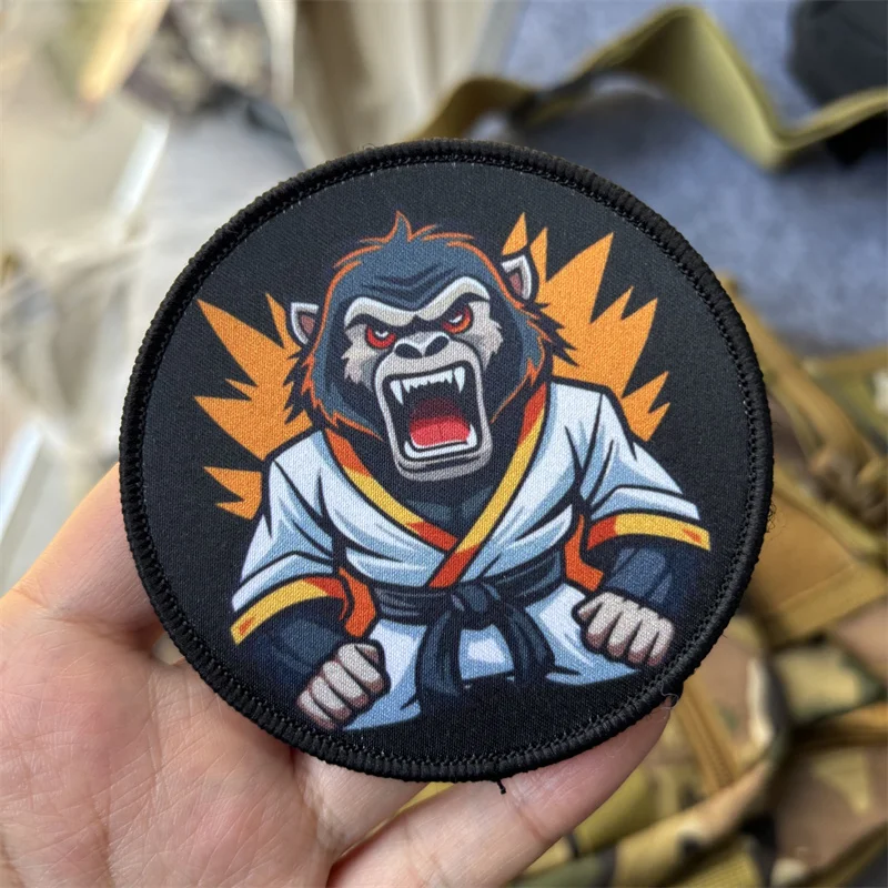 Parche Táctico con Estampado de Mono Luchador, Insignia de Moral, Parches Militares de Animales con Velcro para Ropa, Mochila, Brazalete - imagen 3