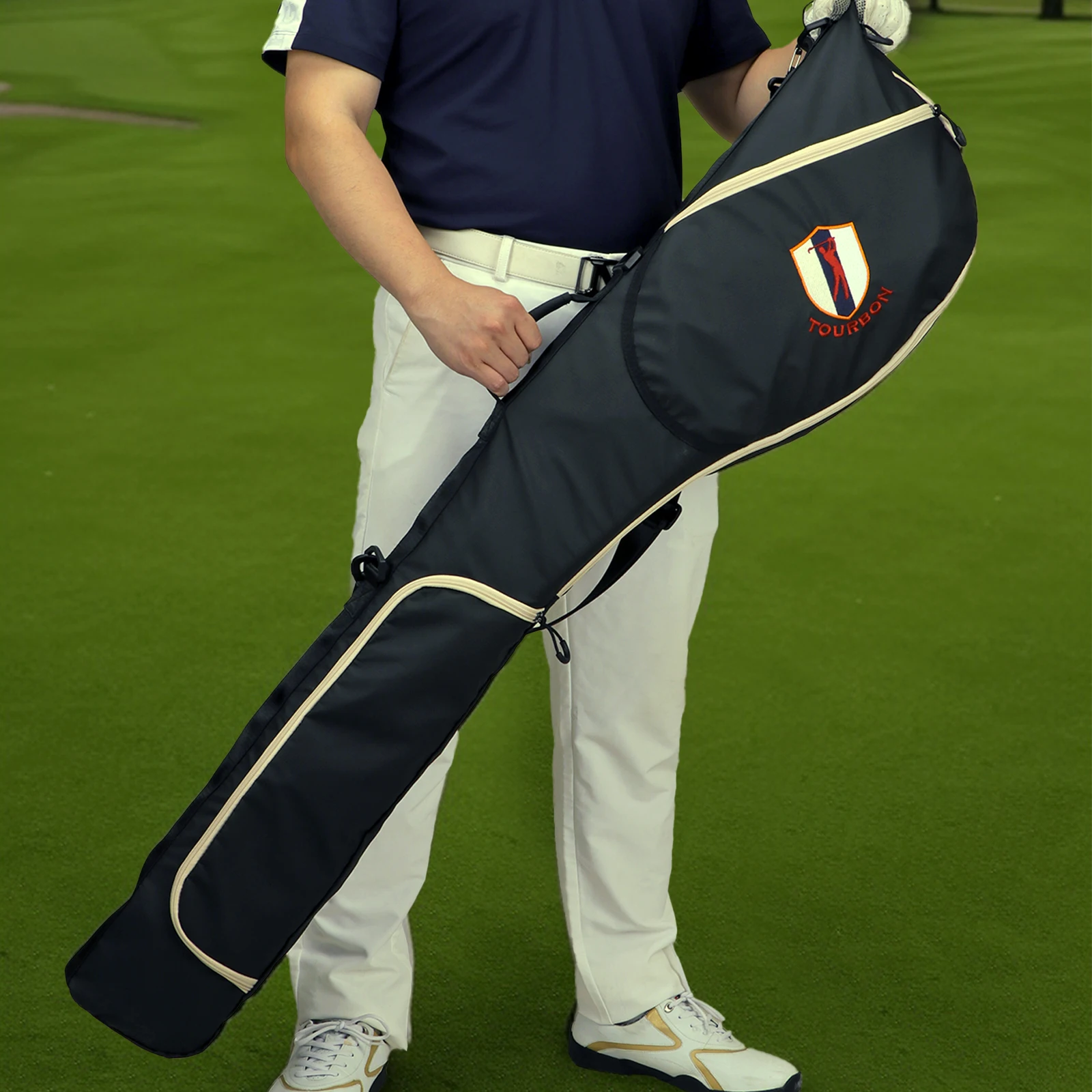 Tourbon Bolsa para palos de golf Bolsa de transporte de golf de nailon duradera Bolsa ligera para domingo Paquete de viaje para campo de conducción Impermeable al aire libre - imagen 2