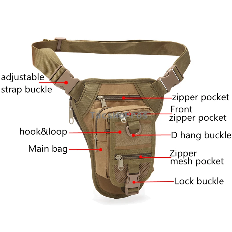 Bolso táctico militar para pierna para hombre y mujer, bolsa de cintura ajustable para senderismo, tiro, caza, Motociclismo - imagen 3