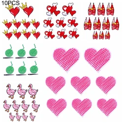 10 unids/set de parches bordados de corazón de amor de dibujos animados, parche de pato Animal, parches para planchar para ropa, sombreros, mochila, chaquetas, insignia para coser DIY